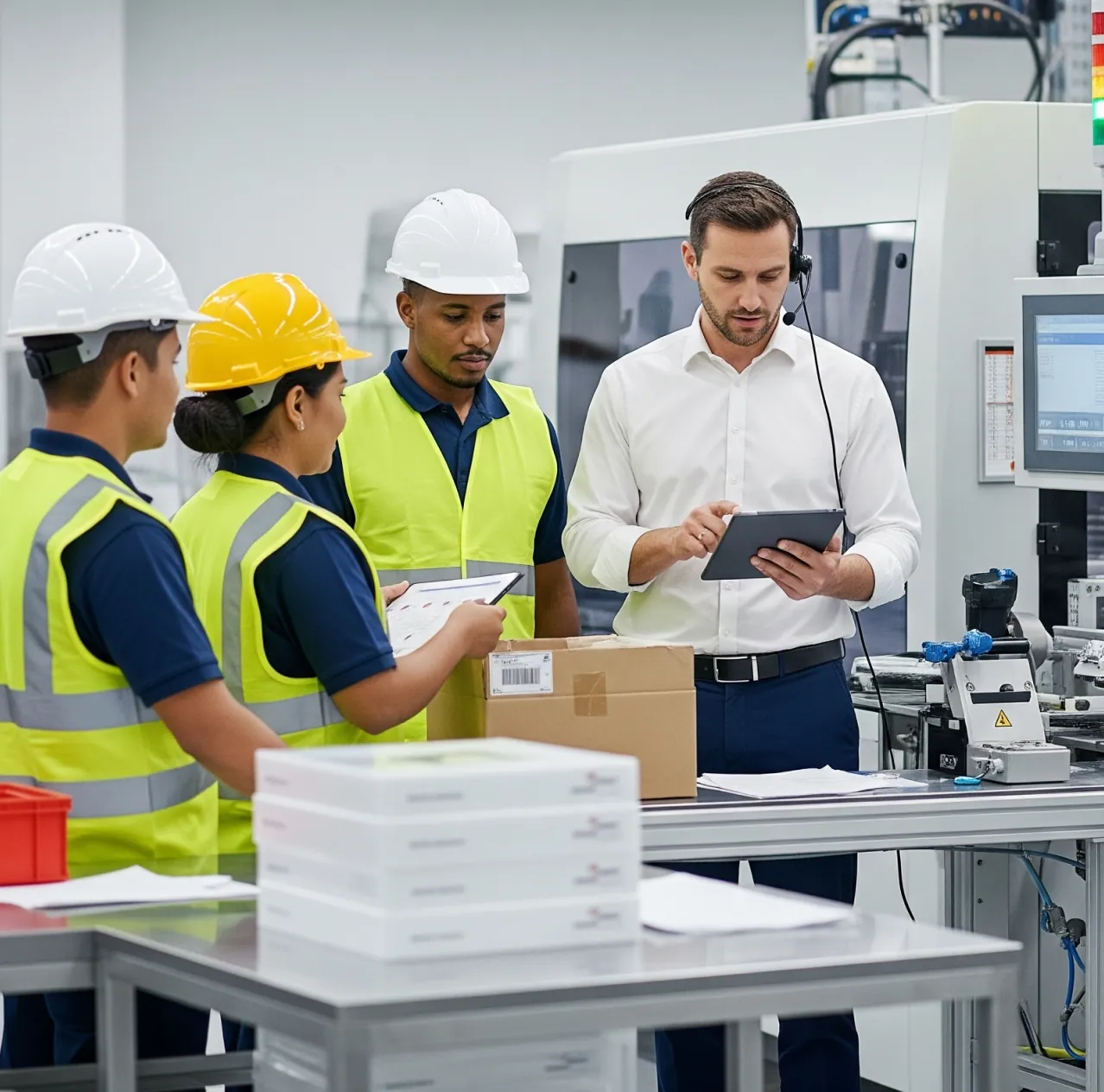 Workers using software